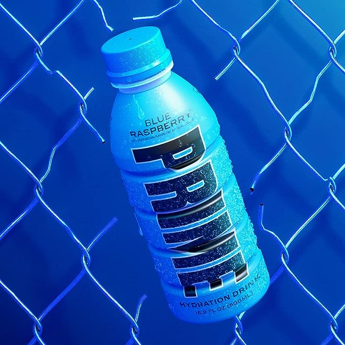 Prime Hydration Drink Blue Raspberry 16.9oz Bottles, Quantity of 12 