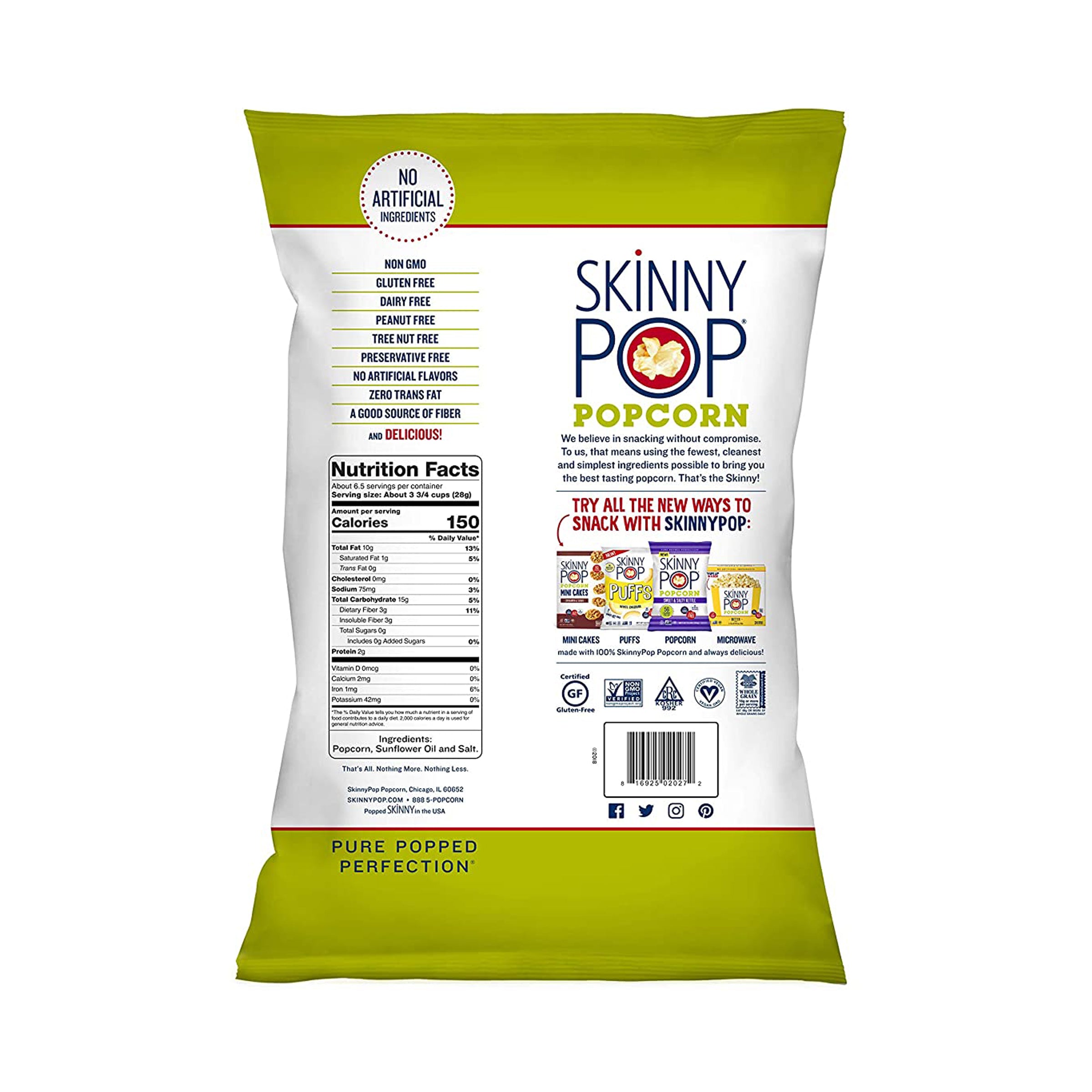 Skinny Pop White Cheddar Flavor Popcorn Sharing Size, 6.7 oz