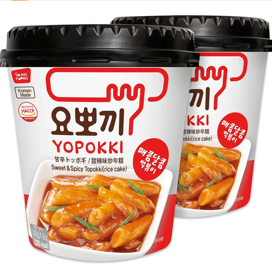 Yopokki Instant Tteokbokki Cup (Sweet Mild Spicy, Cup of 2) Korean Street food with sweet and moderately spicy sauce